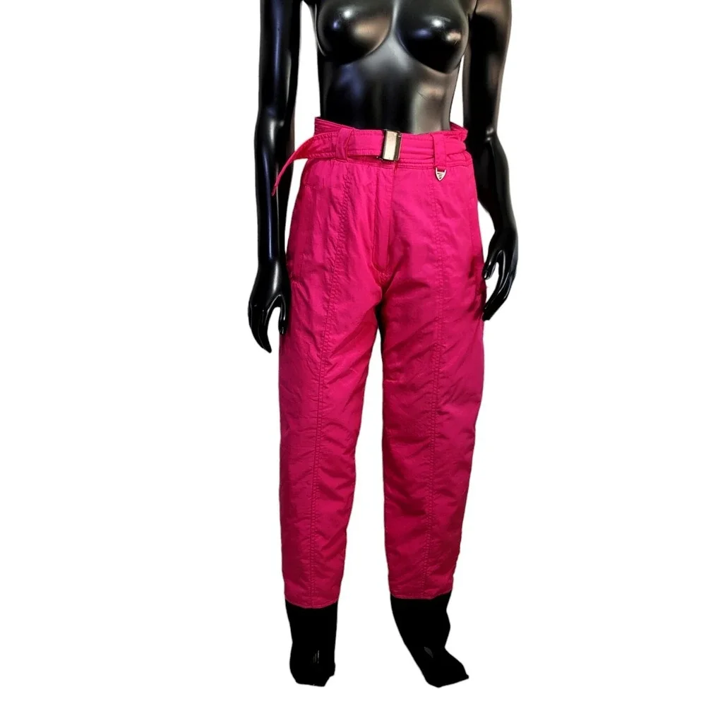 Vintage 80s Italian Skitique Womens‎ M Hot Pink Stirrup Ski Pants Barbiecore